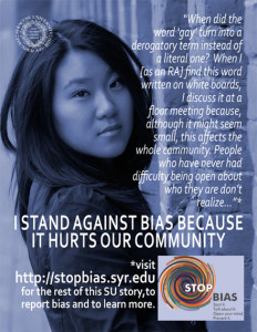A stop bias poster image advertising the stopbias.syr.edu website. 